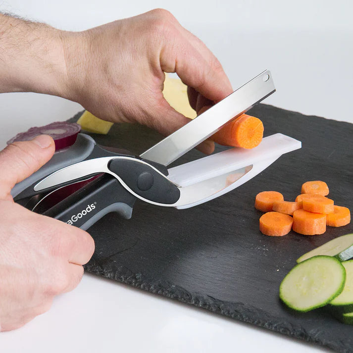 2 in 1 Stainless Steel Kitchen Knife Shears Vegetable Slicer