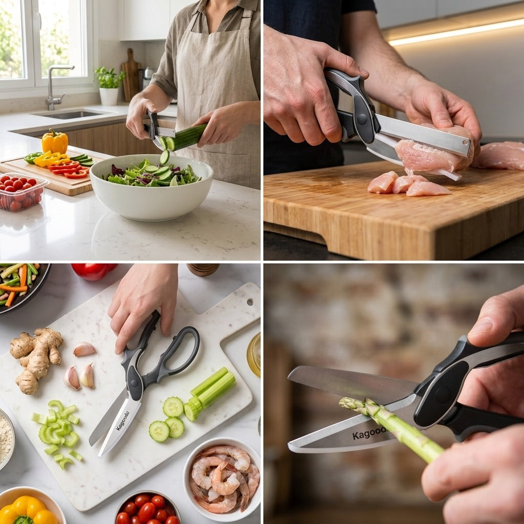 2 in 1 Stainless Steel Kitchen Knife Shears Vegetable Slicer